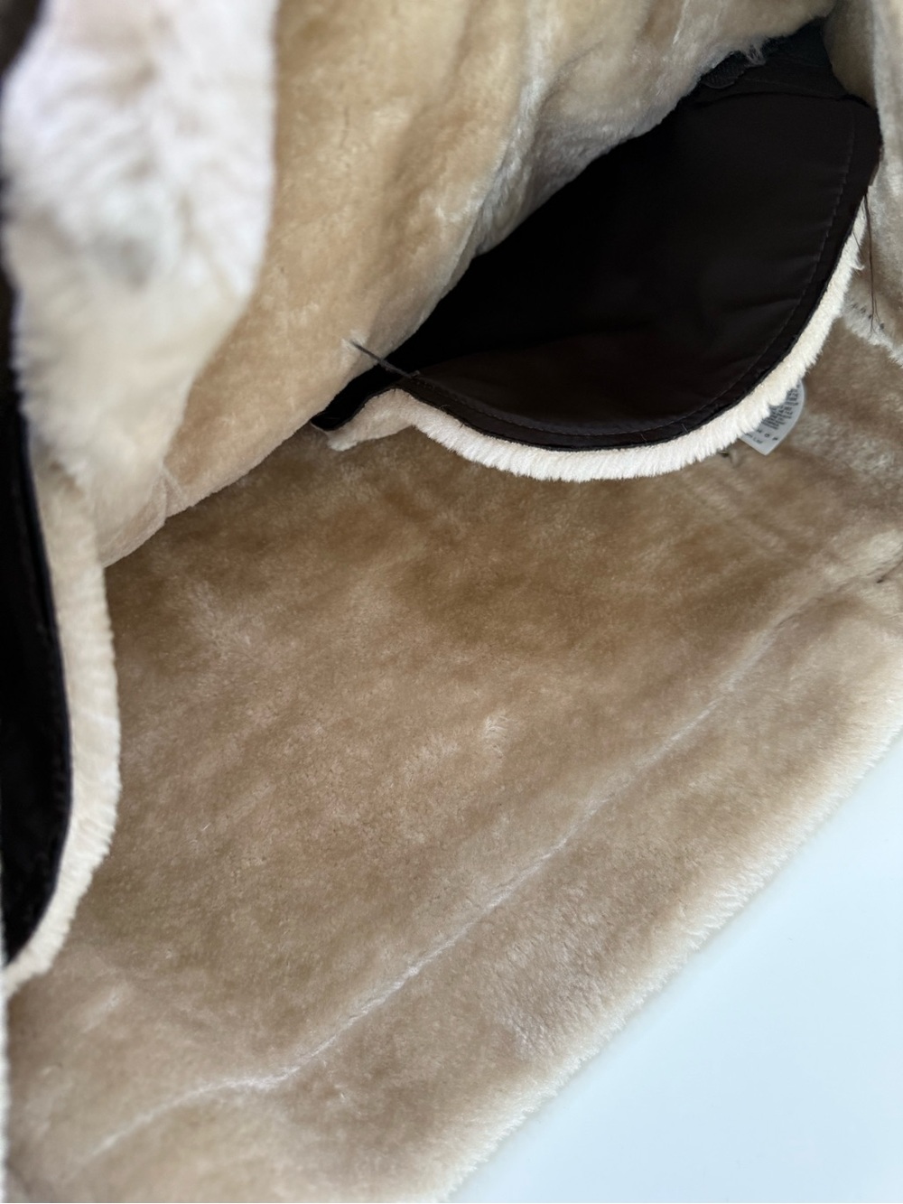Topshop | Faux Shearling Aviator Jacket Biker Moto Coat | Brown | Size US S UK 8 - Picture 6 of 13